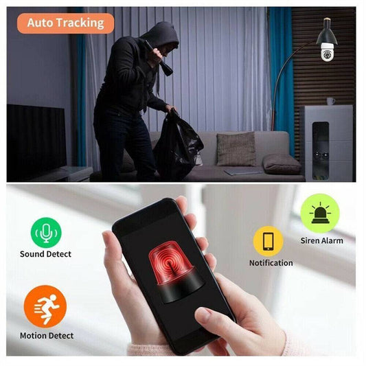1080P Light Bulb Security Camera - E27 WiFi Smart Home Camera with Night Vision - Acrosstheglobe Store